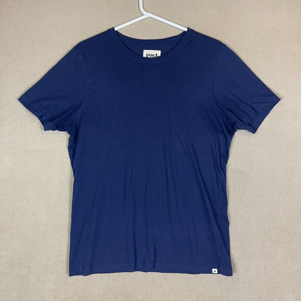 Pact T-Shirt Adult Medium Blue Short Sleeve Organic Cotton Logo Preppy Mens